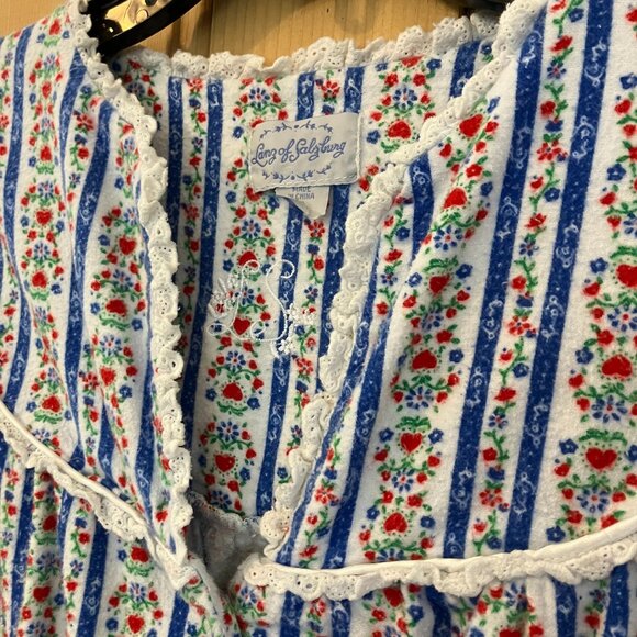 Lanz of Salzburg Womens Tyrolean Heart Floral Nightgown Size Medium White SP EXC - Picture 5 of 12